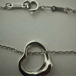 Tiffany Open Heart Necklace. 16” chain. 11mm heart pendant.